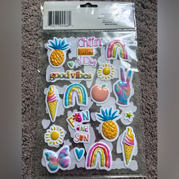 Set of 4 packages of puffy stickers - foods, words, animals, flowers and more - Picture 3 of 7